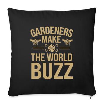 Bee-friendly gardener, pollinator, garden and - Sofa pillowcase 17,3'' x 17,3'' (45 x 45 cm) - black - Front