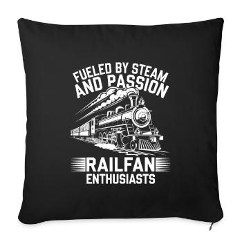 Railfan Passionné de train Amoureux des locomotives - Housse de coussin décorative 45 x 45 cm - noir - Devant