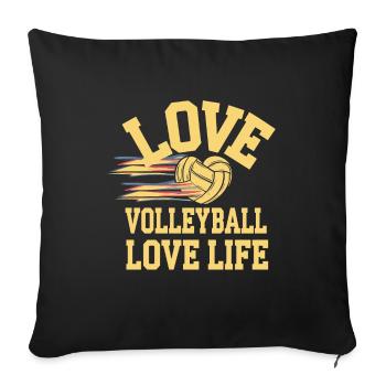 Joueur De Volley-ball Et Fan Spike Service - Housse de coussin décorative 45 x 45 cm - noir - Devant