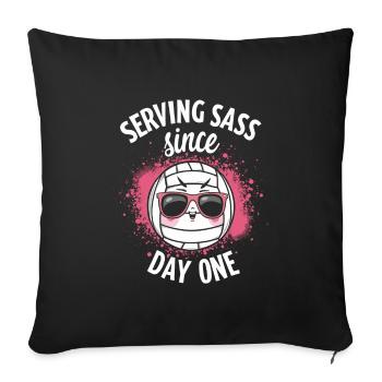 Joueur De Volley-ball Et Fan Spike Service - Housse de coussin décorative 45 x 45 cm - noir - Devant