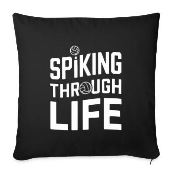 Joueur De Volley-ball Et Fan Spike Service - Housse de coussin décorative 45 x 45 cm - noir - Devant