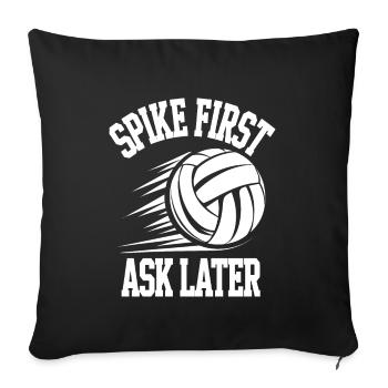 Joueur De Volley-ball Et Fan Spike Service - Housse de coussin décorative 45 x 45 cm - noir - Devant