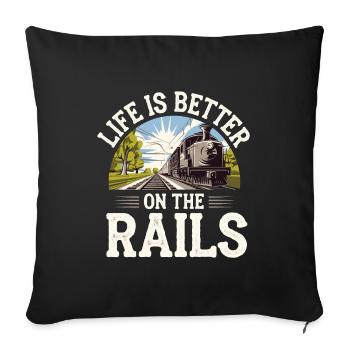 Railfan Passionné de train Amoureux des locomotives - Housse de coussin décorative 45 x 45 cm - noir - Devant