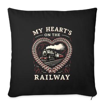 Railfan Passionné de train Amoureux des locomotives - Housse de coussin décorative 45 x 45 cm - noir - Devant