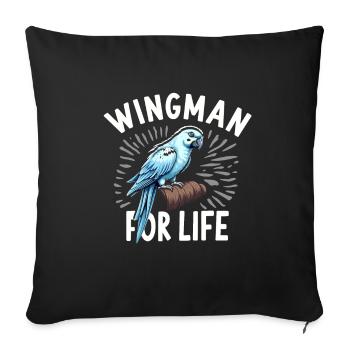 Parrot Owner Parrot Life And Exotic - Sofa pillowcase 17,3'' x 17,3'' (45 x 45 cm) - black - Front