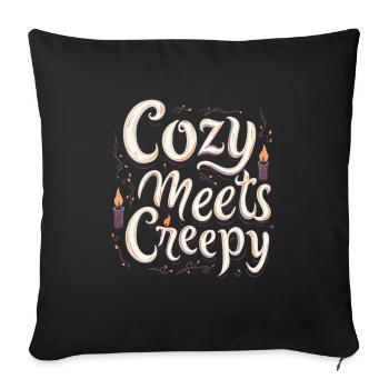 Cozy, Horror, Aesthetics, Spooky, Cozy - Sofa pillowcase 17,3'' x 17,3'' (45 x 45 cm) - black - Front
