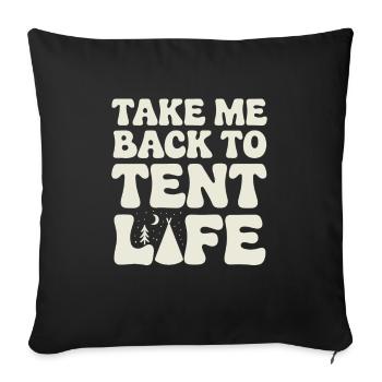 Souvenirs de camping nostalgiques, ambiance rétro, - Housse de coussin décorative 45 x 45 cm - noir - Devant