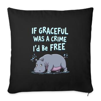 Hippopotame Humour, Citations sarcastiques, Drôle - Housse de coussin décorative 45 x 45 cm - noir - Devant