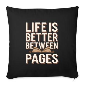 Book-like humour, Witty reading quotes, Literary - Sofa pillowcase 17,3'' x 17,3'' (45 x 45 cm) - black - Front