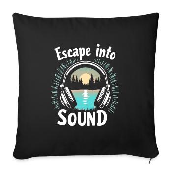 Accros aux écouteurs Un son immersif haut de gamme - Housse de coussin décorative 45 x 45 cm - noir - Devant