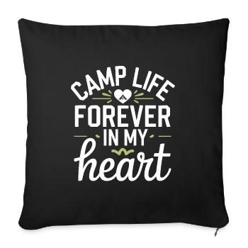 Souvenirs de camping nostalgiques, ambiance rétro, - Housse de coussin décorative 45 x 45 cm - noir - Devant