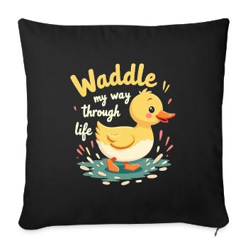 Animaux de la ferme, amateurs de canards, canards de basse-cour - Housse de coussin décorative 45 x 45 cm - noir - Devant