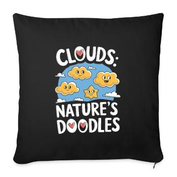 Cloudy view, Relaxing sky, Dreamy - Sofa pillowcase 17,3'' x 17,3'' (45 x 45 cm) - black - Front
