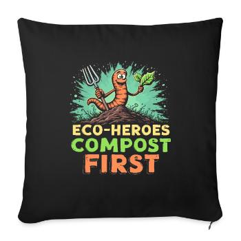 Composting enthusiasts Sustainable gardening - Sofa pillowcase 17,3'' x 17,3'' (45 x 45 cm) - black - Front