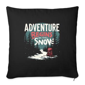 Winter Camper Snow Camping Adventure - Sofa pillowcase 17,3'' x 17,3'' (45 x 45 cm) - black - Front
