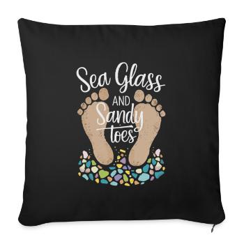 Sea Glass Hunters Collect Marine Treasures - Sofa pillowcase 17,3'' x 17,3'' (45 x 45 cm) - black - Front