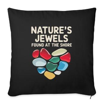 Sea Glass Hunters Collect Marine Treasures - Sofa pillowcase 17,3'' x 17,3'' (45 x 45 cm) - black - Front