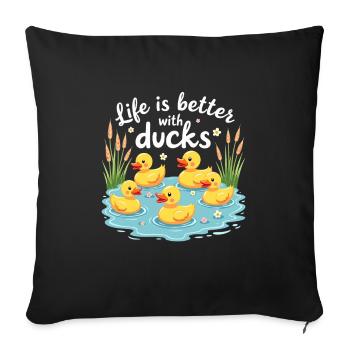 Animaux de la ferme, amateurs de canards, canards de basse-cour - Housse de coussin décorative 45 x 45 cm - noir - Devant