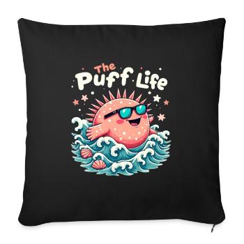 Puffer fish marine life enthusiast Quirky - Sofa pillowcase 17,3'' x 17,3'' (45 x 45 cm) - black - Front