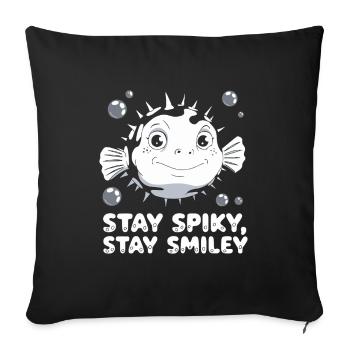 Puffer fish marine life enthusiast Quirky - Sofa pillowcase 17,3'' x 17,3'' (45 x 45 cm) - black - Front