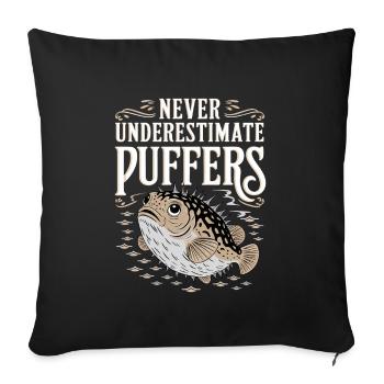 Puffer fish marine life enthusiast Quirky - Sofa pillowcase 17,3'' x 17,3'' (45 x 45 cm) - black - Front