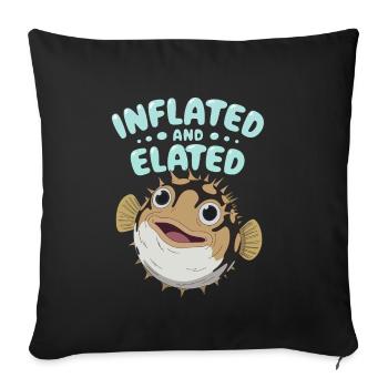 Puffer fish marine life enthusiast Quirky - Sofa pillowcase 17,3'' x 17,3'' (45 x 45 cm) - black - Front