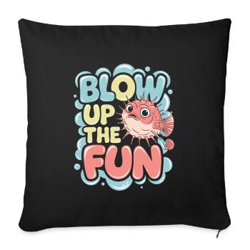 Puffer fish marine life enthusiast Quirky - Sofa pillowcase 17,3'' x 17,3'' (45 x 45 cm) - black - Front