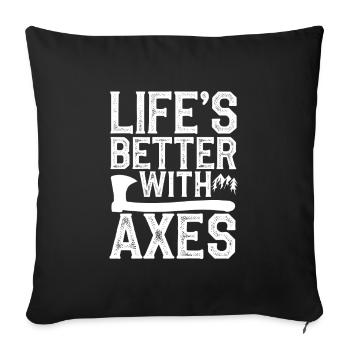 Lancer de hache Cible Pratique Bûcheron Sport - Housse de coussin décorative 45 x 45 cm - noir - Devant