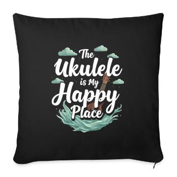 Ukulele Player Hawaiian Music Tropical - Sofa pillowcase 17,3'' x 17,3'' (45 x 45 cm) - black - Front