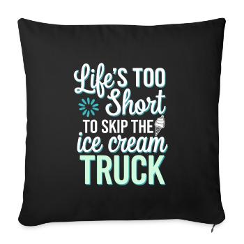 Propriétaire d’un camion de crème glacée Frozen Treats Mobile Dessert - Housse de coussin décorative 45 x 45 cm - noir - Devant