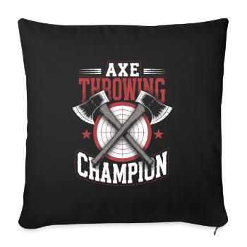 Lancer de hache Cible Pratique Bûcheron Sport - Housse de coussin décorative 45 x 45 cm - noir - Devant