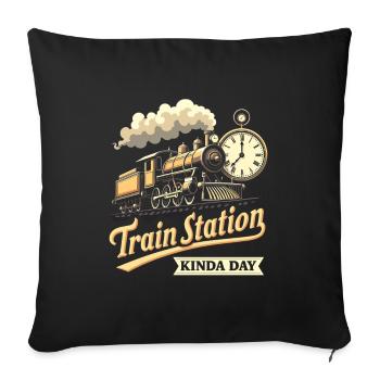 Train Ride -locomotive Adventure - Sofa pillowcase 17,3'' x 17,3'' (45 x 45 cm) - black - Front