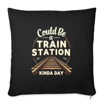 Train Ride -locomotive Adventure - Sofa pillowcase 17,3'' x 17,3'' (45 x 45 cm) - black - Front