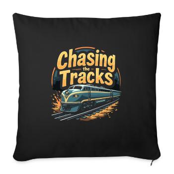 Train Ride -locomotive Adventure - Sofa pillowcase 17,3'' x 17,3'' (45 x 45 cm) - black - Front