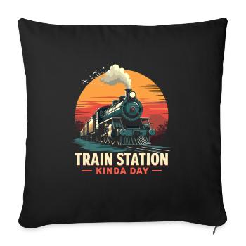 Train Ride -locomotive Adventure - Sofa pillowcase 17,3'' x 17,3'' (45 x 45 cm) - black - Front