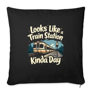 Train Ride -locomotive Adventure - Sofa pillowcase 17,3'' x 17,3'' (45 x 45 cm) - black - Front