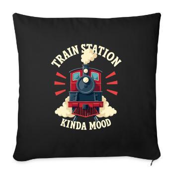 Train Ride -locomotive Adventure - Sofa pillowcase 17,3'' x 17,3'' (45 x 45 cm) - black - Front
