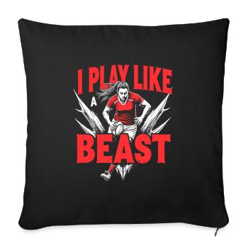 Women Rugby Player Female Fan Fan With - Sofa pillowcase 17,3'' x 17,3'' (45 x 45 cm) - black - Front