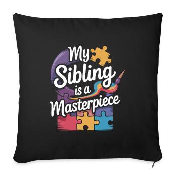Frères et sœurs autistes - Housse de coussin décorative 45 x 45 cm - noir - Devant