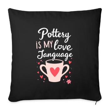 Poterie classe argile artiste céramique atelier roue - Housse de coussin décorative 45 x 45 cm - noir - Devant