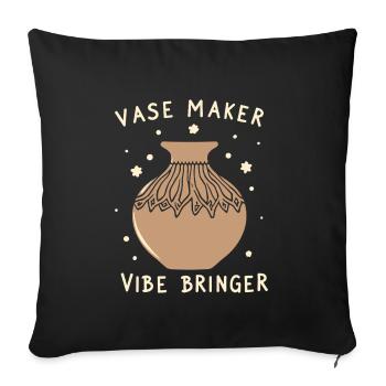 Poterie classe argile artiste céramique atelier roue - Housse de coussin décorative 45 x 45 cm - noir - Devant
