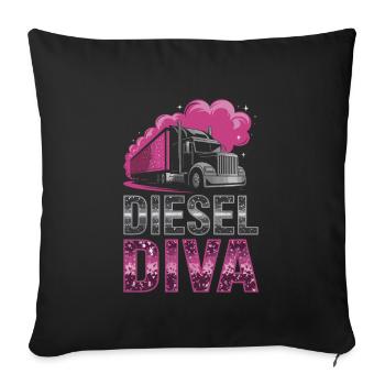 Women In Trucking Female Trucker Pride - Housse de coussin décorative 45 x 45 cm - noir - Devant