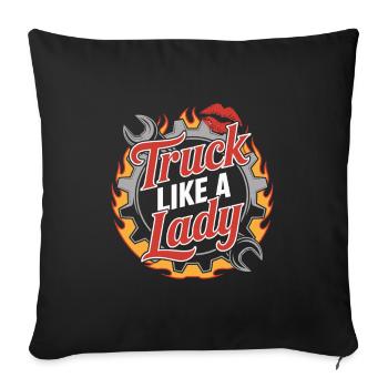 Women In Trucking Female Trucker Pride - Housse de coussin décorative 45 x 45 cm - noir - Devant