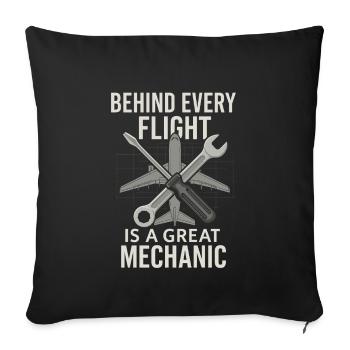 Mécanicien d’aviation Faa Humour Technicien d’aéronefs - Housse de coussin décorative 45 x 45 cm - noir - Devant