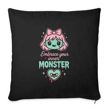 Kawaii Horreur Effrayant Mignon Pastel Goth Doux Effrayant - Housse de coussin décorative 45 x 45 cm - noir - Devant
