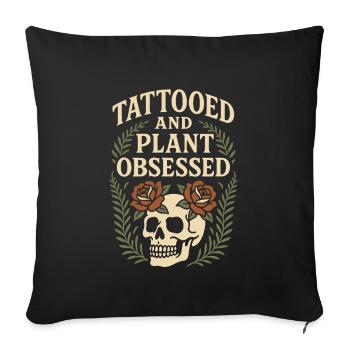 Tatoué plante amoureuse plante maman - Housse de coussin décorative 45 x 45 cm - noir - Devant