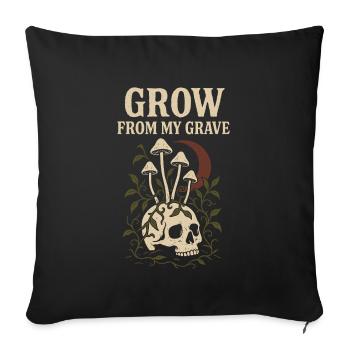 Crâne Champignon Gothique Botanique Sombre Cottagecore - Housse de coussin décorative 45 x 45 cm - noir - Devant
