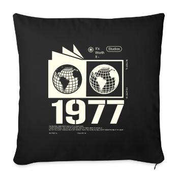 Vintage, 1977, Rétro, Cadeau d’anniversaire, 1977 - Housse de coussin décorative 45 x 45 cm - noir - Devant