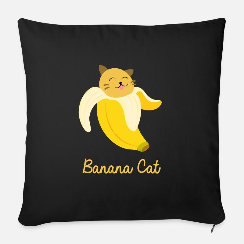 chat banane mignon - Housse de coussin décorative 45 x 45 cm - noir