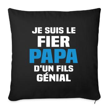 Je suis le fier papa d'un fils génial - Housse de coussin décorative 45 x 45 cm - noir - Devant